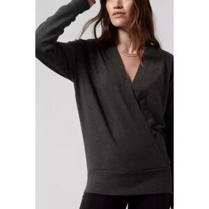 Athleta Purana V Neck Wrap Sweatshirt Gray Heather Size XS